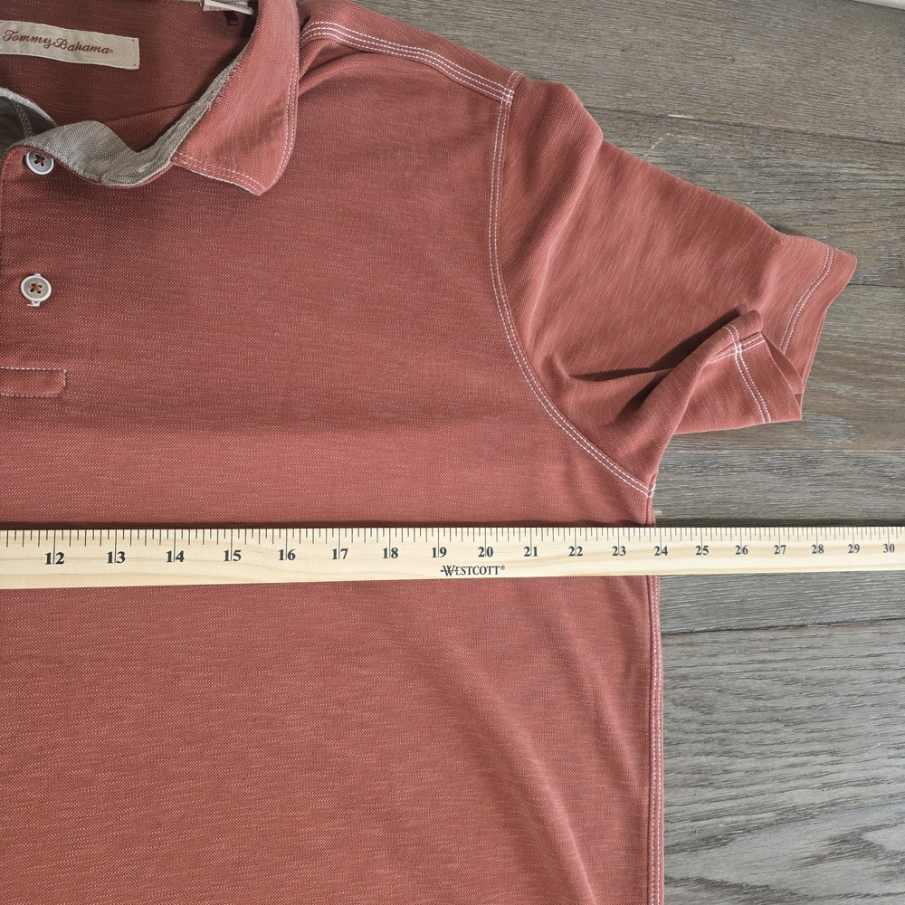 Tommy Bahama Modal Blend Polo Shirt XL Heathered Salmon Gray Golf Travel Preppy - Picture 3 of 13